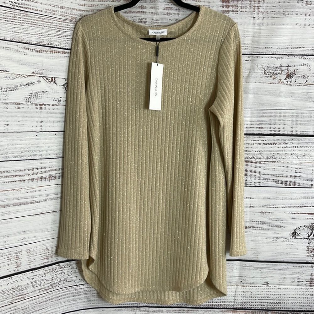 Calvin Klein long sleeve metallic knit tunic